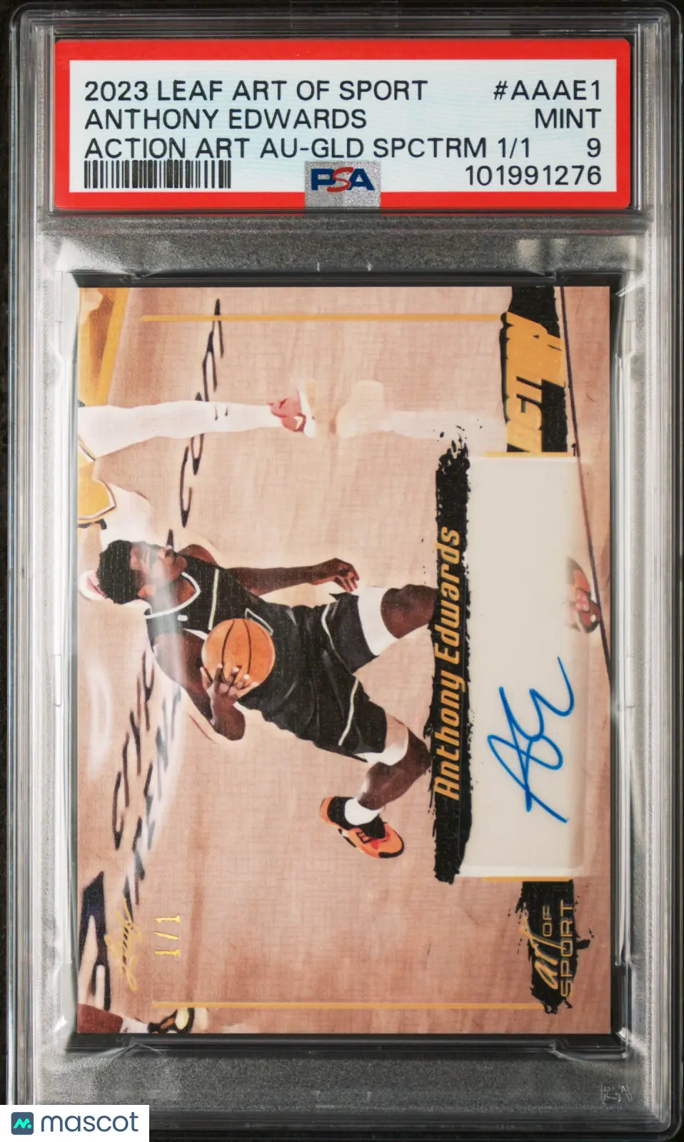 2023 Leaf Art Of Sport Action Art Auto Gold Spectrum Anthony Edwards PSA 9 1/1 