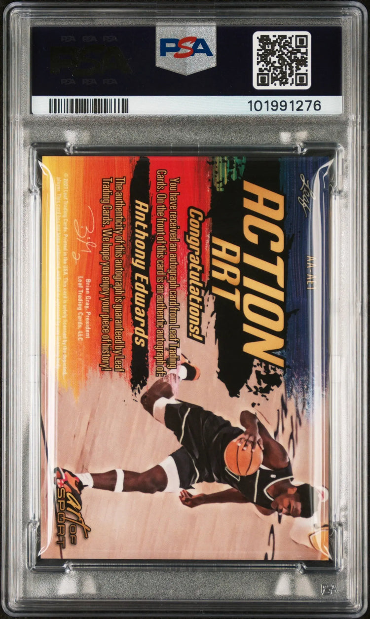 2023 Leaf Art Of Sport Action Art Auto Gold Spectrum Anthony Edwards PSA 9 1/1 