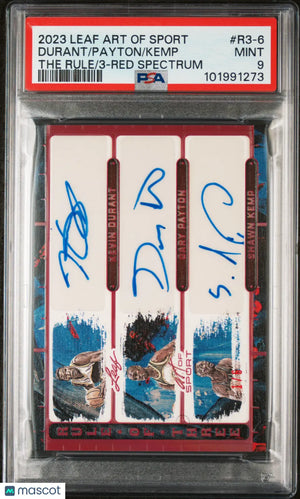 2023 Leaf Art Of Sport The 3 Rule Red Spectrum Auto Kemp Payton Durant PSA 9 1/6 