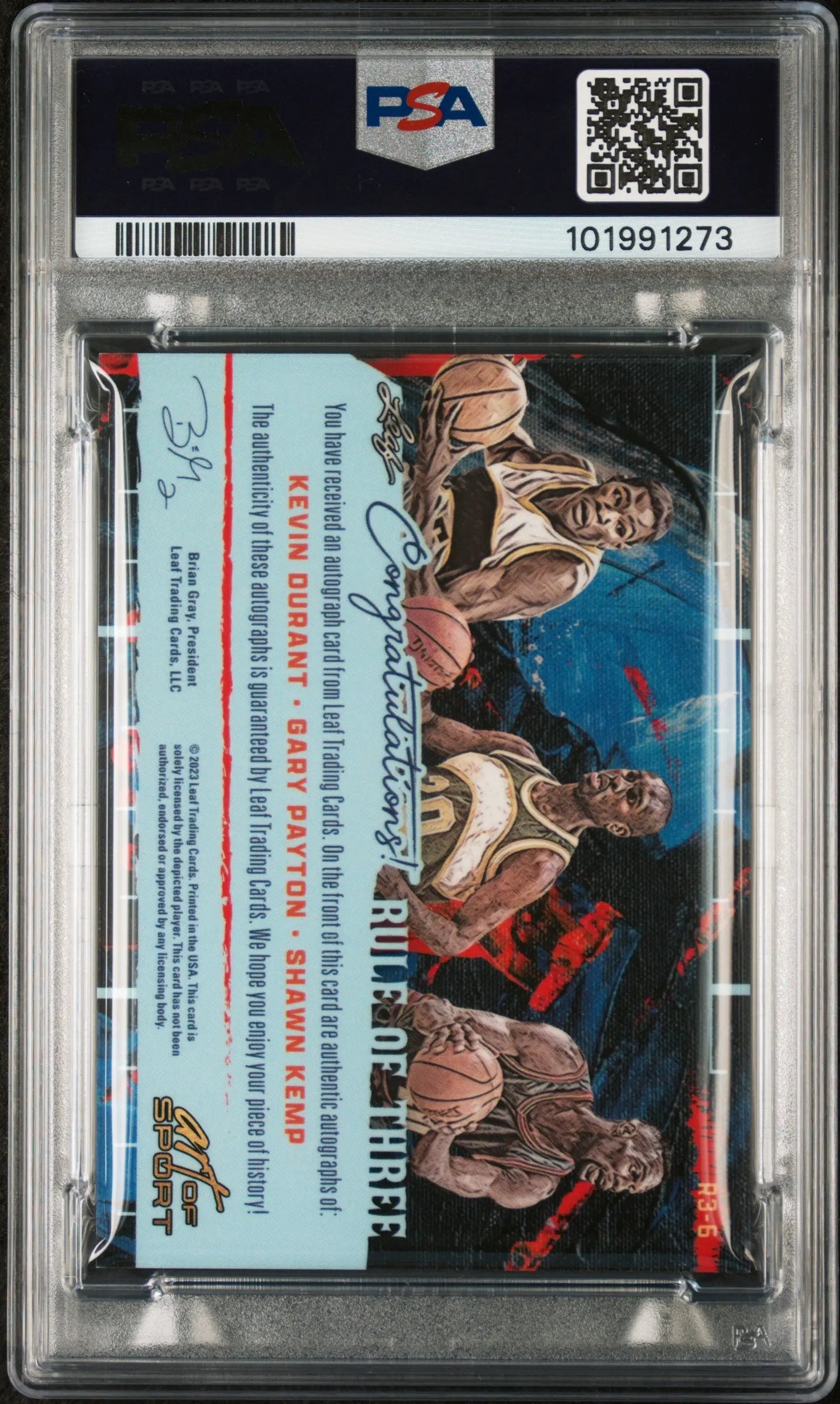 2023 Leaf Art Of Sport The 3 Rule Red Spectrum Auto Kemp Payton Durant PSA 9 1/6 