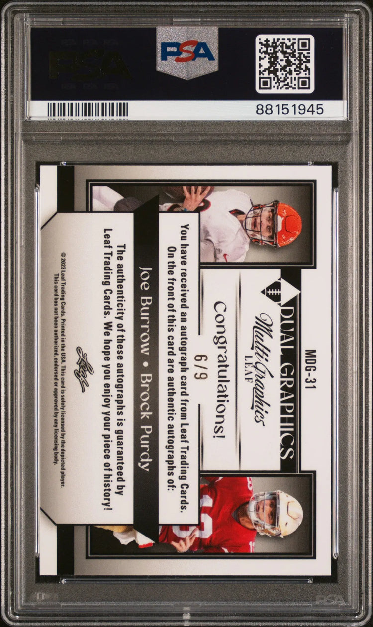 2023 Leaf Eclectic Multigraphics Dual-Graphics Autos Purdy Burrow Red PSA 9 /9 