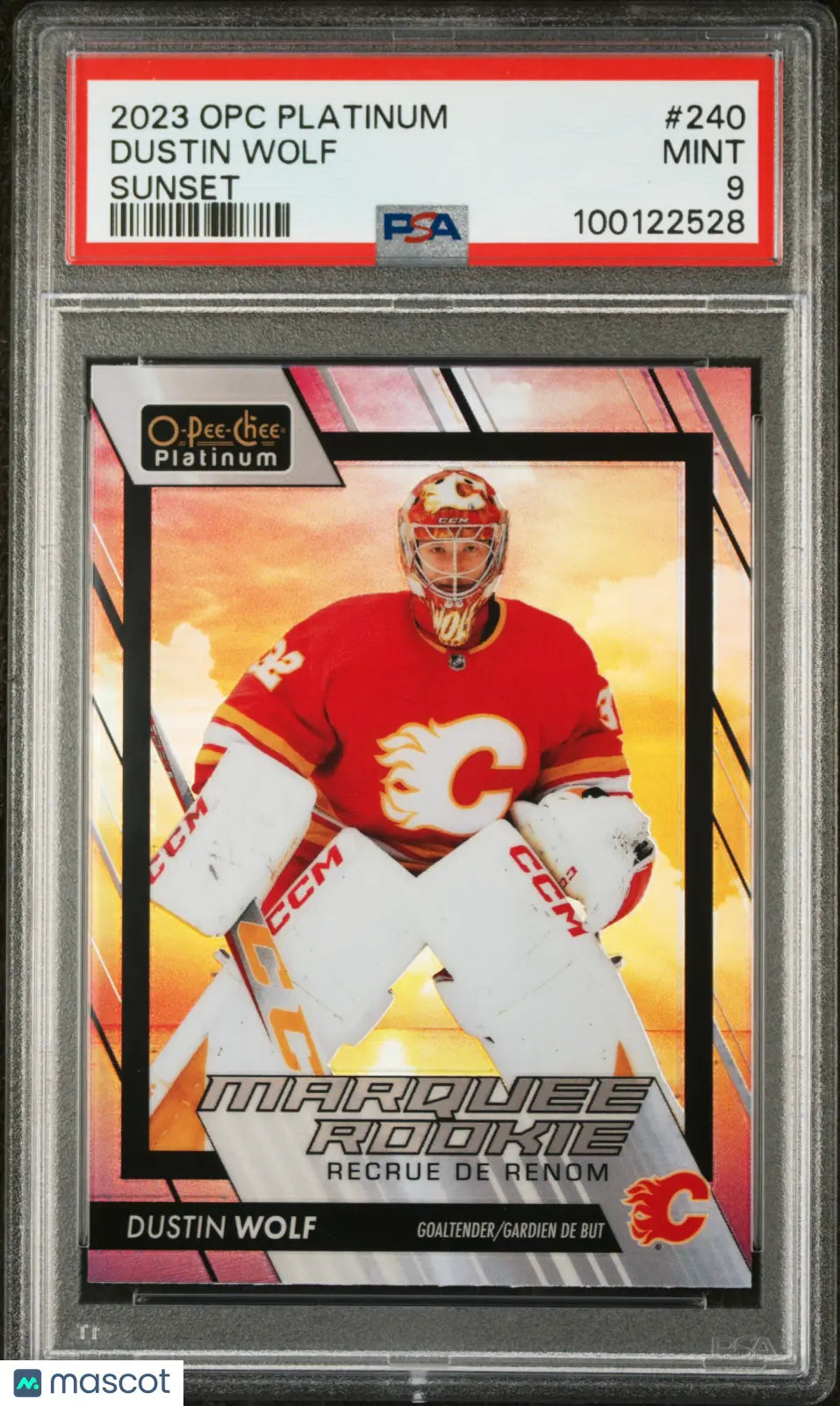 2023 O-Pee-Chee Platinum Dustin Wolf Marquee Rookie Sunset PSA 9 