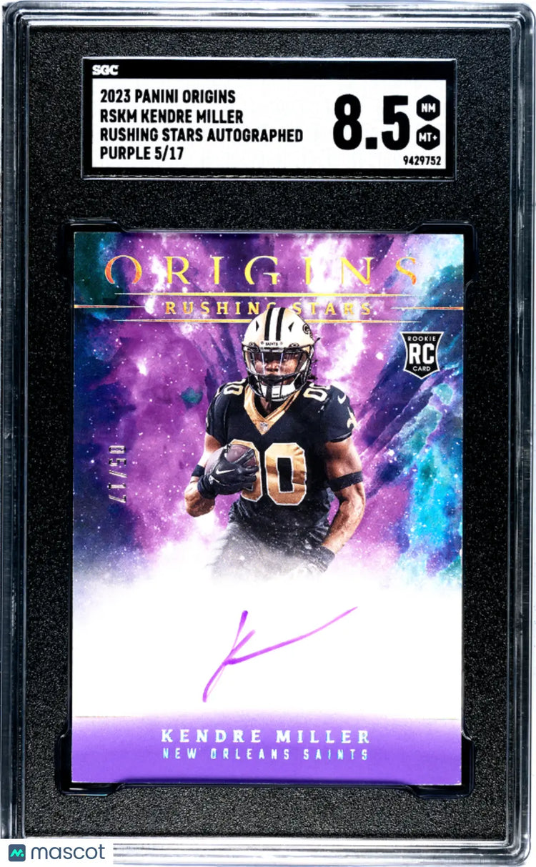 2023 Origins Football Kendre Miller Rookie Rushing Stars Auto Purple SGC 8.5 /17 