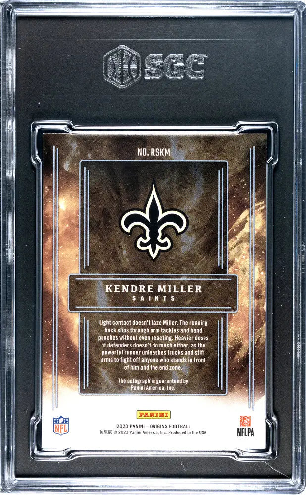 2023 Origins Football Kendre Miller Rookie Rushing Stars Auto Purple SGC 8.5 /17 