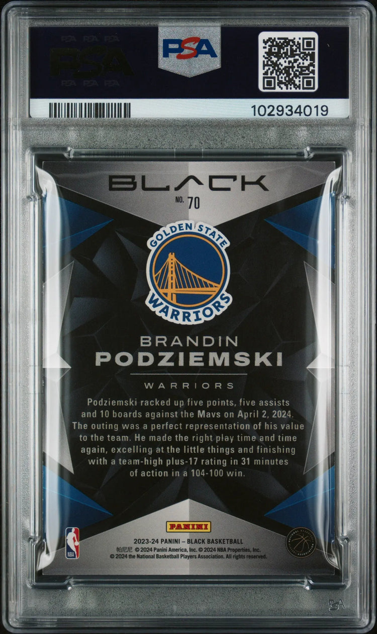 2023 Panini Black Basketball Brandin Podziemski RC Rookie Gold PSA 8 /25 