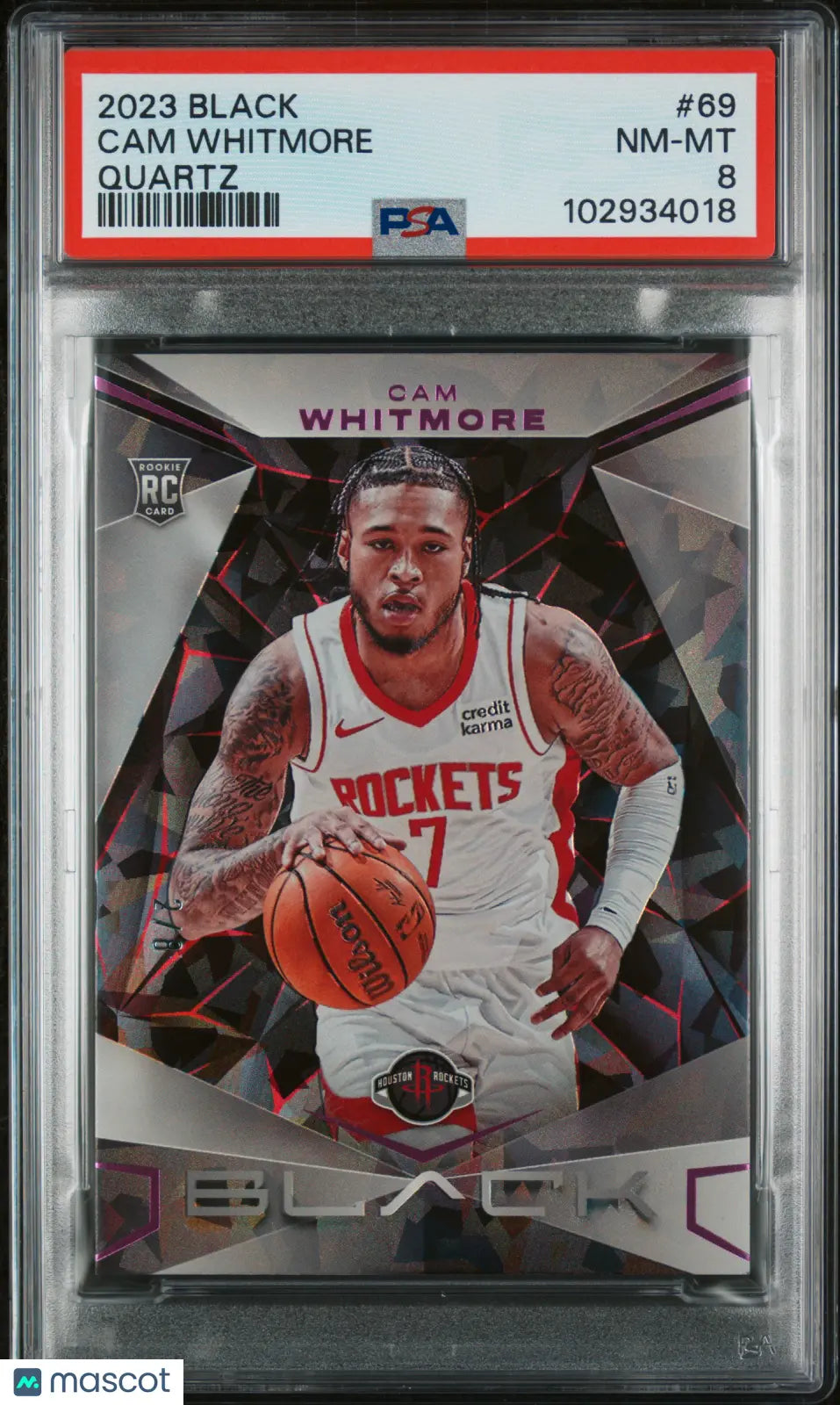 2023 Panini Black Basketball Cam Whitmore RC Rookie Quartz PSA 8 /8 