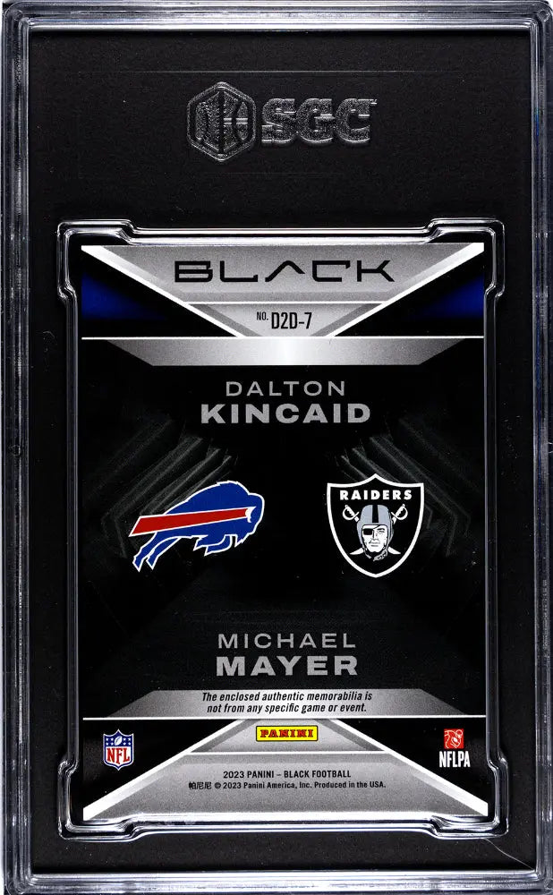 2023 Panini Black Football Mayer Kincaid Dusk 2 Dawn Dual Materials SGC 9.5 /150 