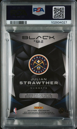 2023 Panini Black Rookie Jumbo Memorabilia Auto Julian Strawther PSA 9 /10 