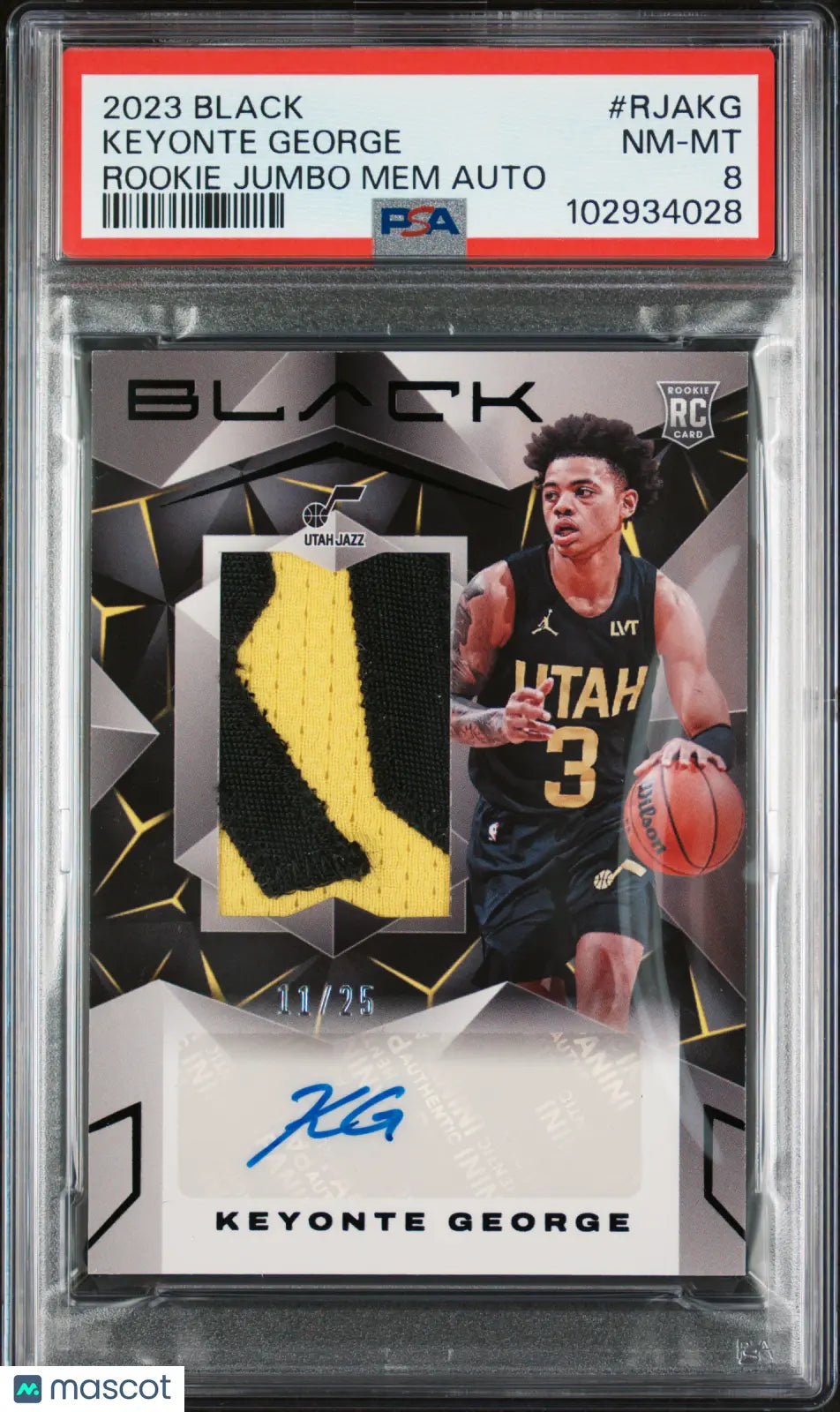 2023 Panini Black Rookie Jumbo Memorabilia Autographs Keyonte George PSA 8 /25 