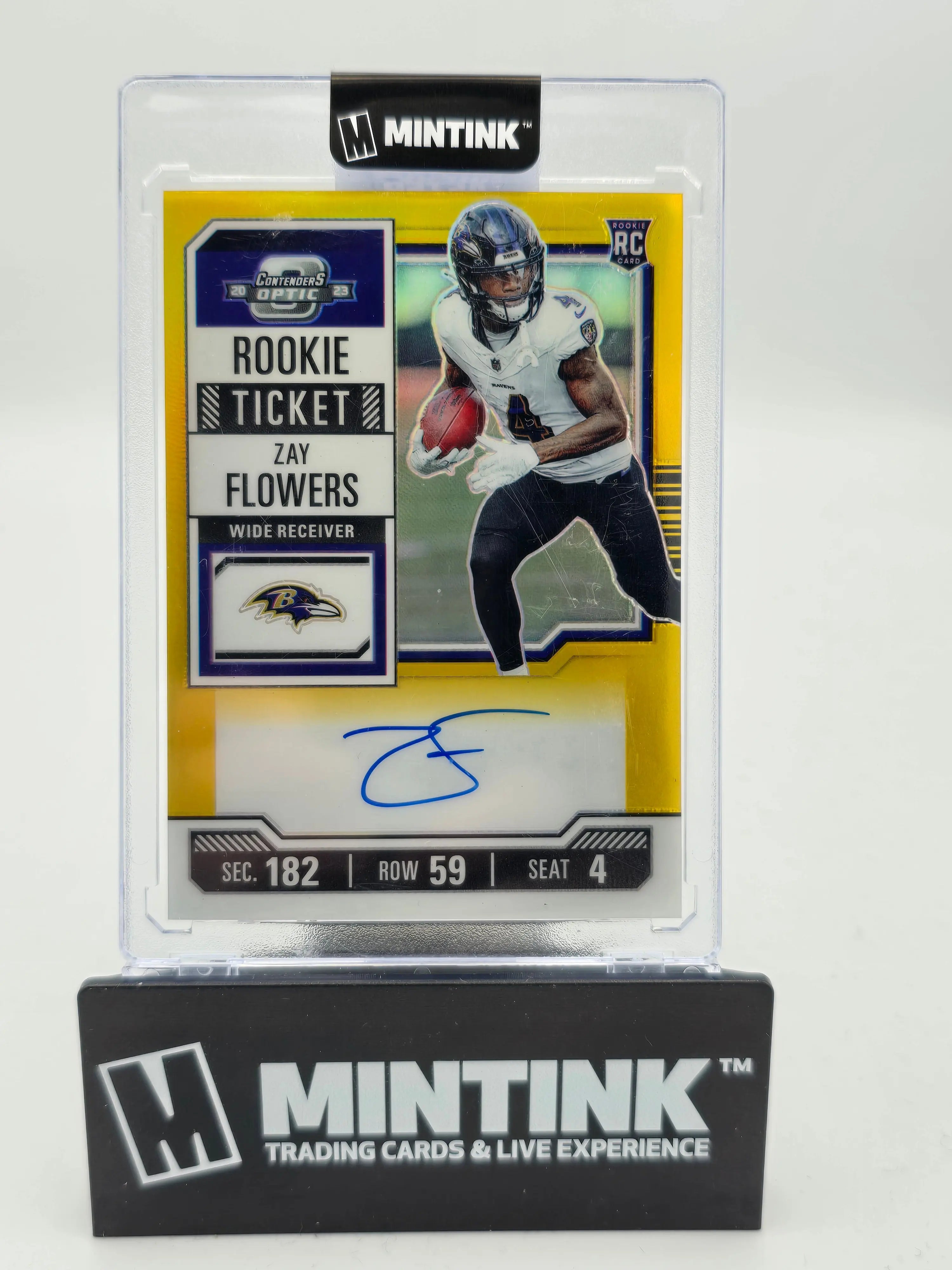 2023 Panini Contenders Football Zay Flowers RC Rookie Gold Ticket Auto 10/10 