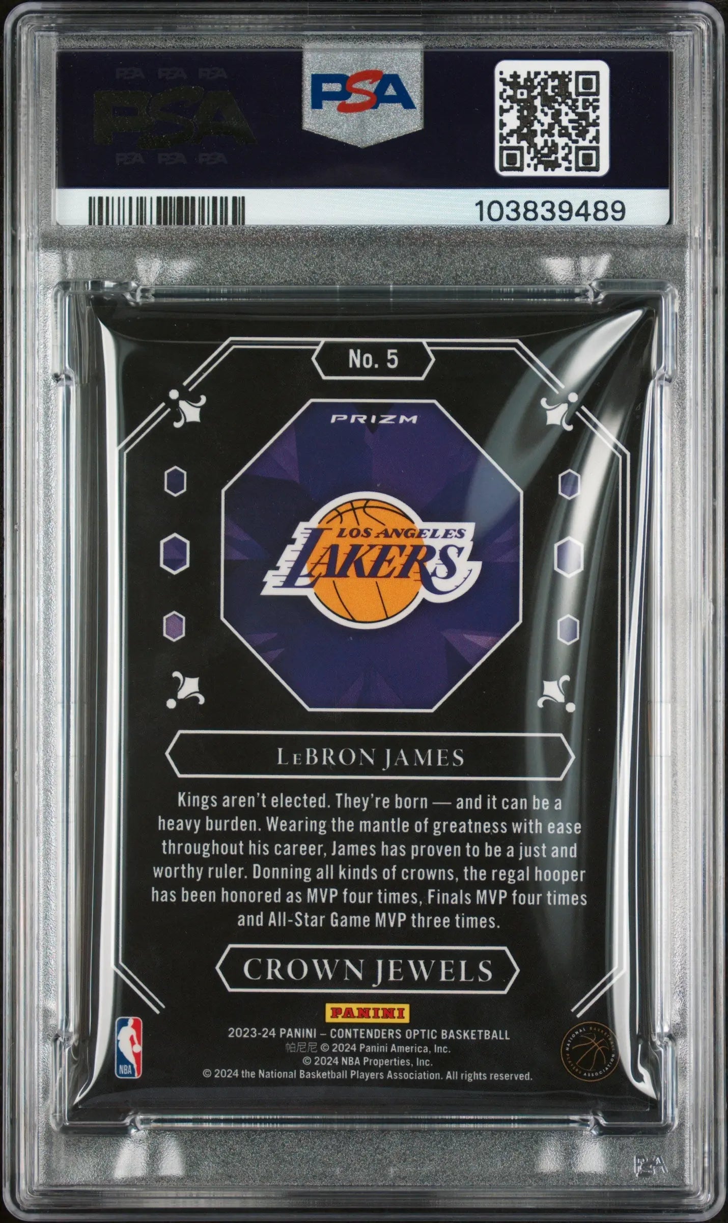 2023 Panini Contenders Optic Crown Jewels LeBron James PSA 10 #5 