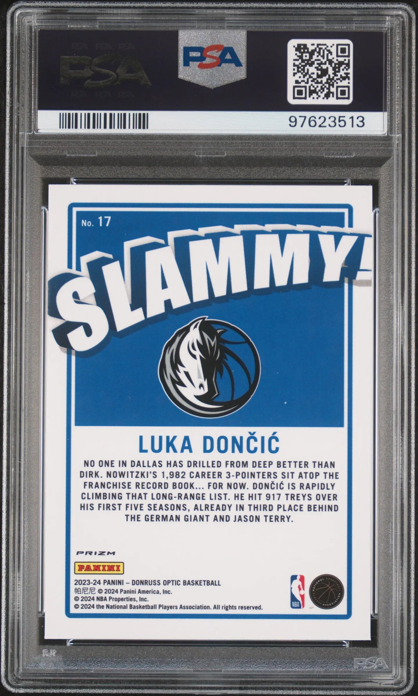 2023 Panini Donruss Optic Slammy! Luka Doncic #17 PSA 10 