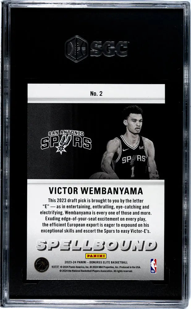 2023 Panini Elite Victor Wembanyama RC Spellbound "Letter E" SGC 10 