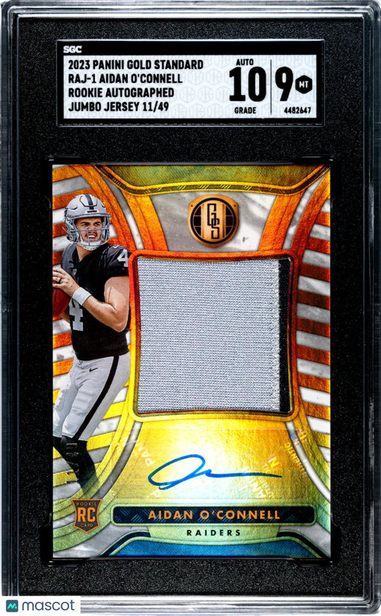 2023 Panini Gold Standard Aidan O'connell Rookie Jumbo Jersey Auto SGC 9 /49 