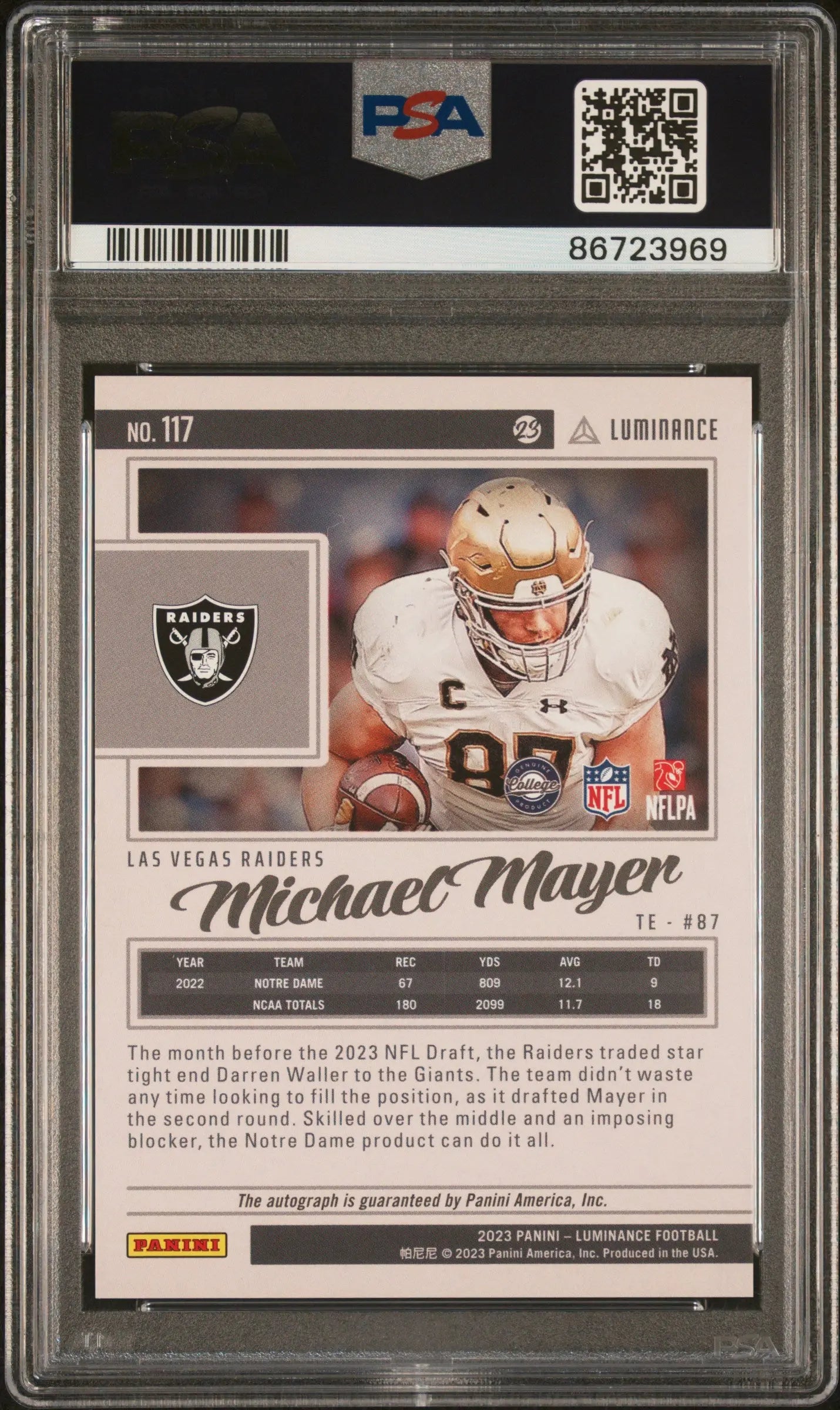 2023 Panini Luminance Michael Mayer RC Rookie Auto Autograph PSA 10 /350 