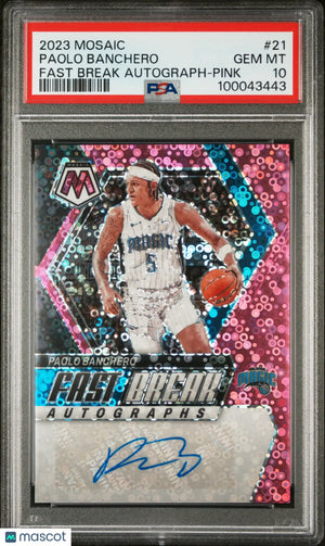 2023 Panini Mosaic Fast Break Autographs Pink Paolo Banchero PSA 10 /15 