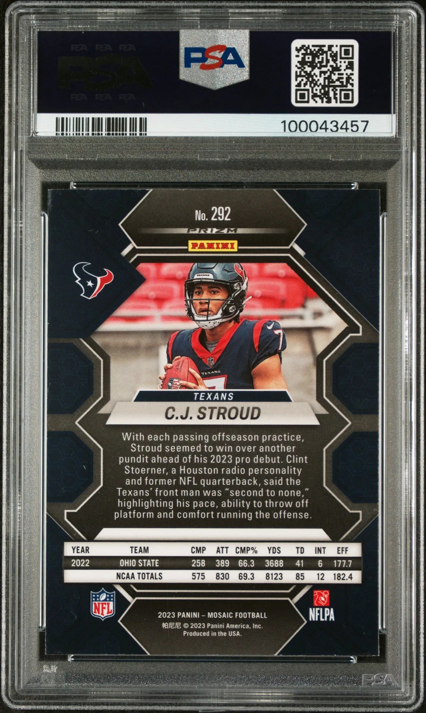 2023 Panini Mosaic Football CJ Stroud Genesis PSA 10 #292 