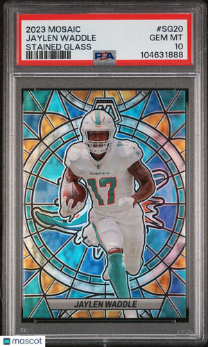 2023 Panini Mosaic Football Stained Glass Jaylen Waddle PSA 10 