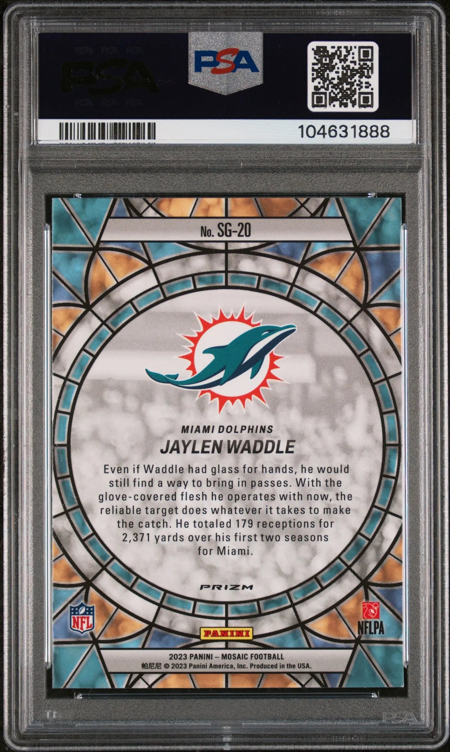 2023 Panini Mosaic Football Stained Glass Jaylen Waddle PSA 10 