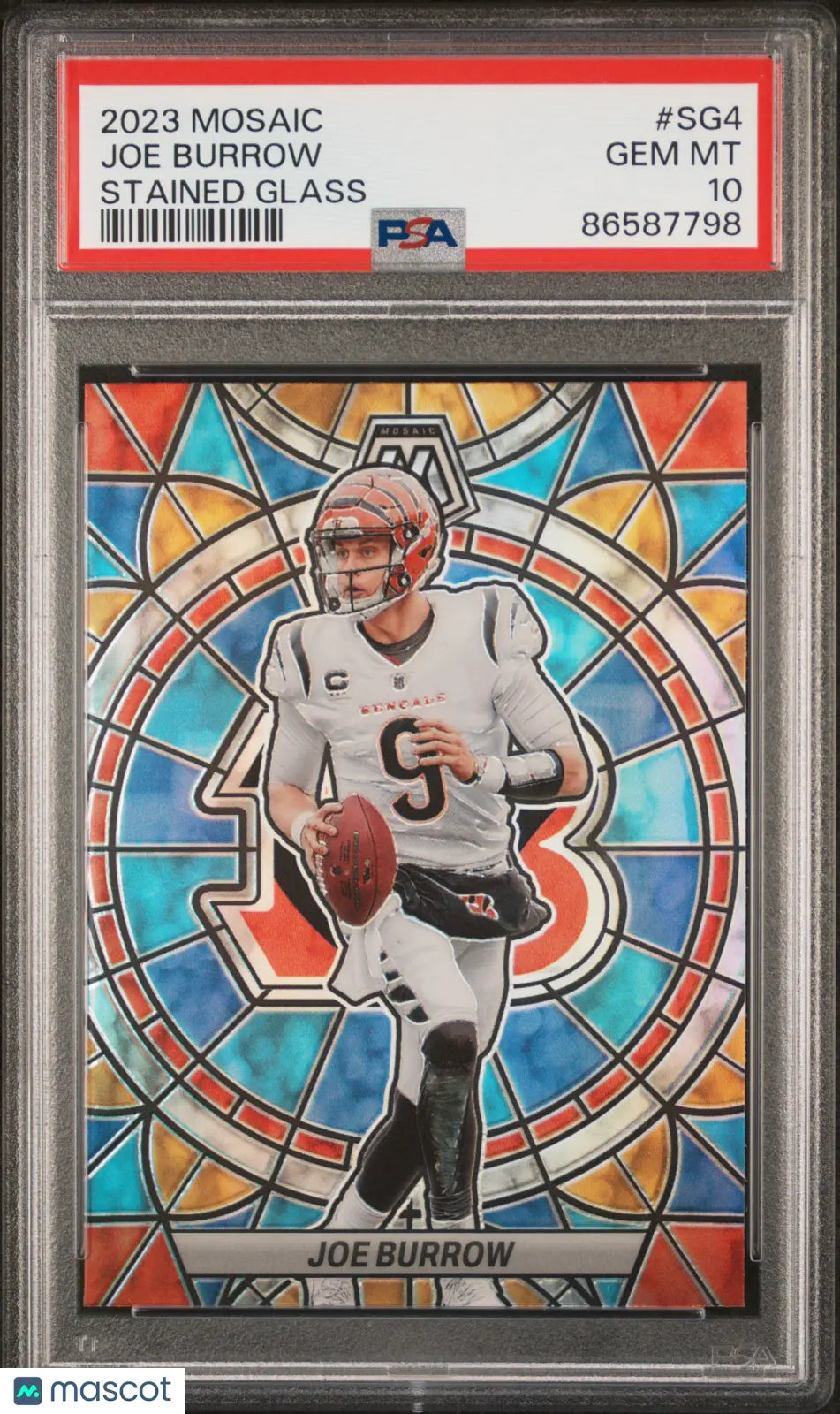 2023 Panini Mosaic Football Stained Glass Joe Burrow PSA 10 