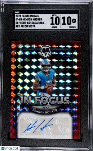 2023 Panini Mosaic Hendon Hooker In Focus Red Prizm Auto SGC 10 /199 