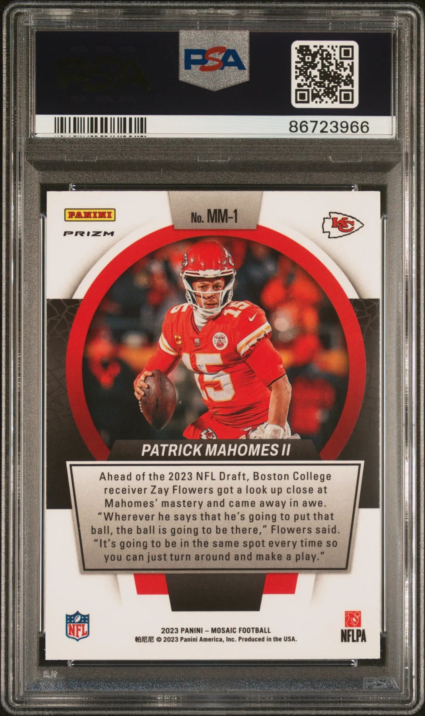 2023 Panini Mosaic Men Of Mastery Patrick Mahomes II No Huddle Silver PSA 9 