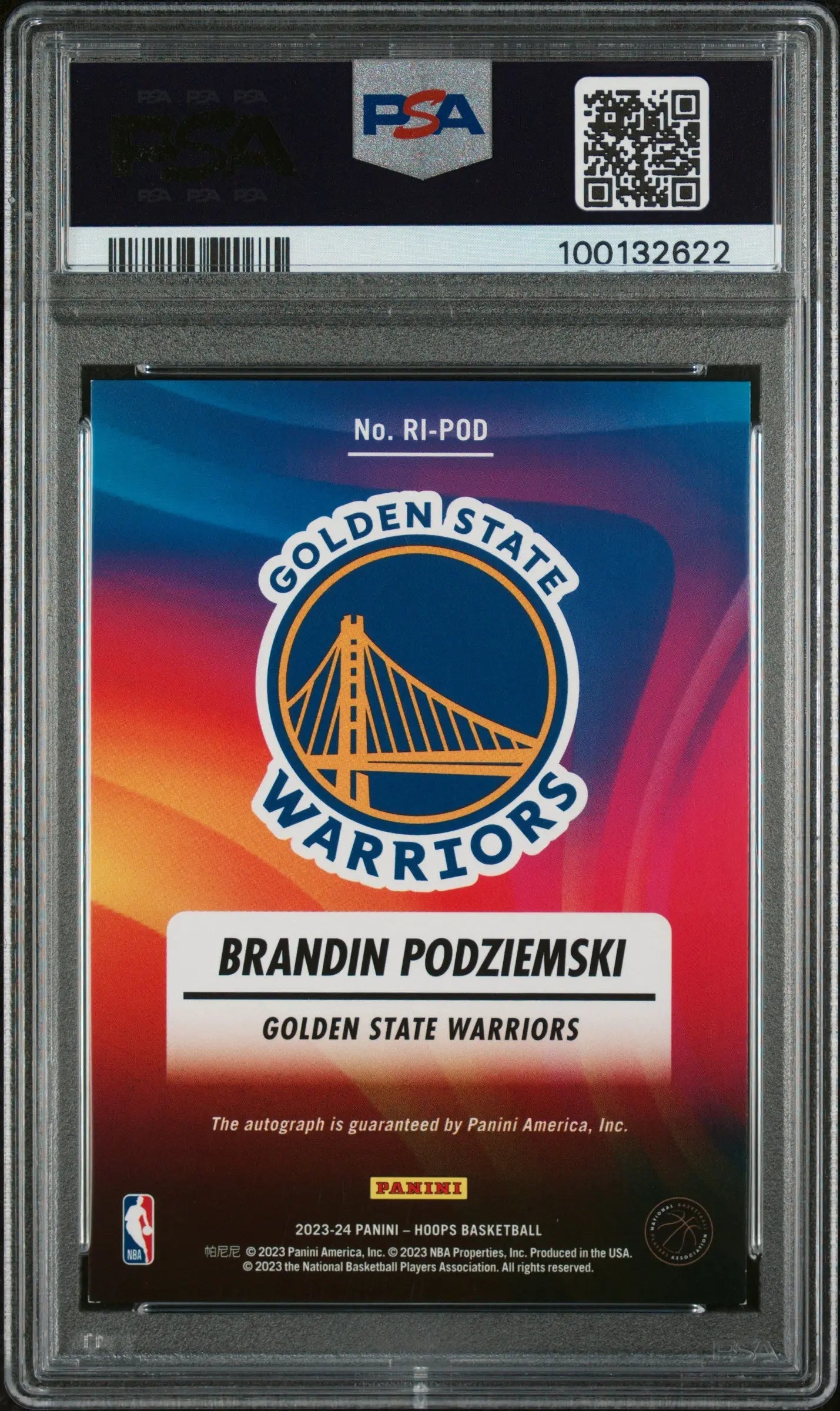 2023 Panini NBA Hoops Rookie Ink Red Brandin Podziemski PSA 8 /25 