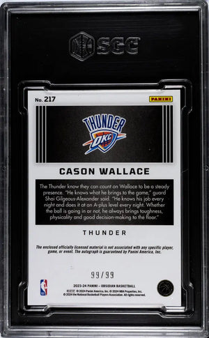 2023 Panini Obsidian Cason Wallace RC Rookie Jersey Auto SGC 9 99/99 