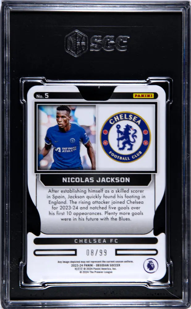 2023 Panini Obsidian Nicolas Jackson Supernova Electric Etch Orange SGC 9 /99 