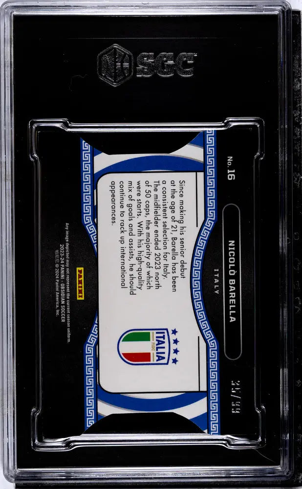 2023 Panini Obsidian Nicolo Barella Tunnel Vison Electric Etch Orange SGC 8 /99 