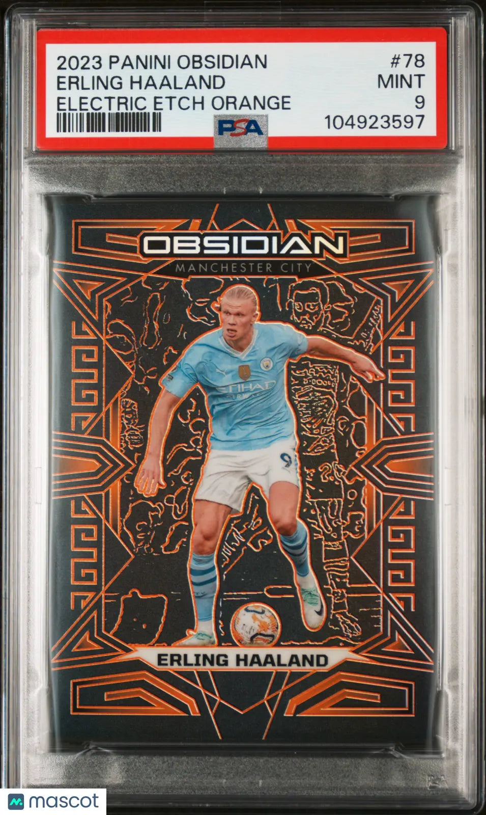 2023 Panini Obsidian Soccer Erling Haaland Electric Etch Orange PSA 9 40/40 