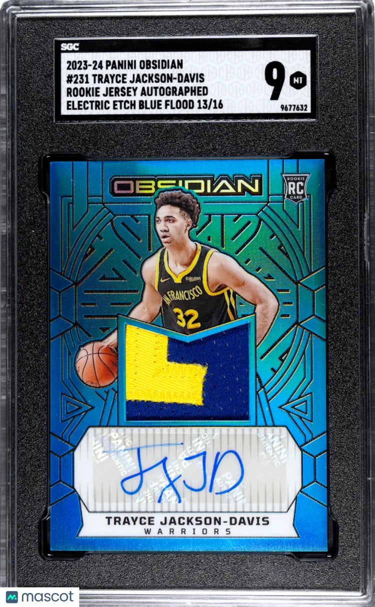 2023 Panini Obsidian Trayce Jackson-Davis RC Jersey Auto EE Blue Flood SGC 9 /16 