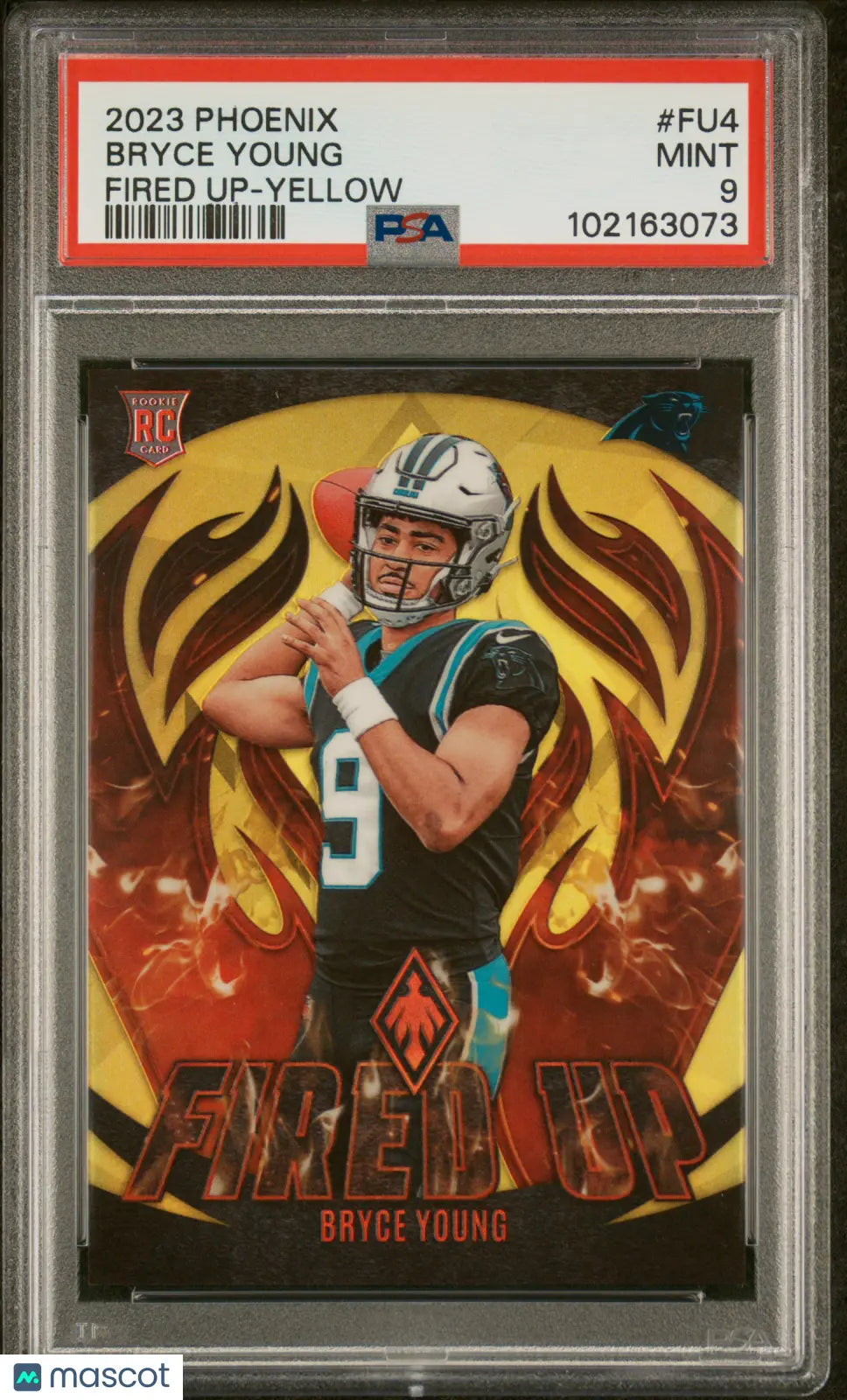 2023 Panini Phoenix Bryce Young RC Rookie Fired Up Yellow PSA 9 /50 