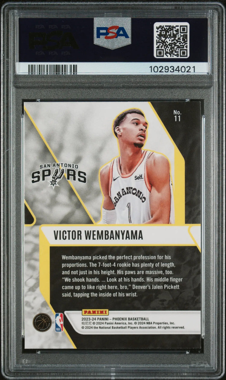 2023 Panini Phoenix Fade To Black Victor Wembanyama RC Blue Ice PSA 9 