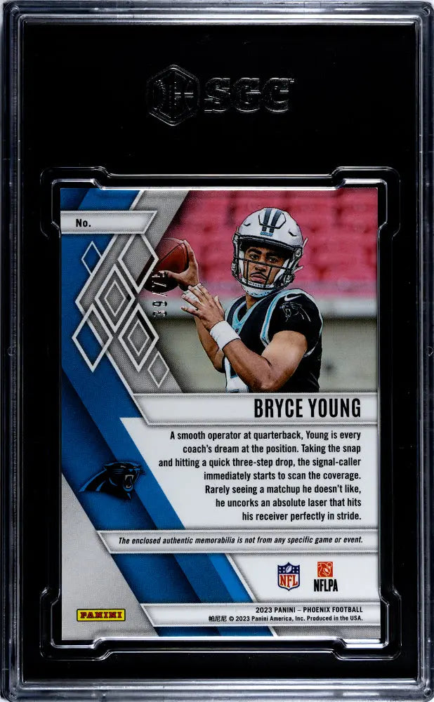 2023 Panini Phoenix Football Bryce Young RC Jumbo Patch Purple Prime SGC 9 /75 