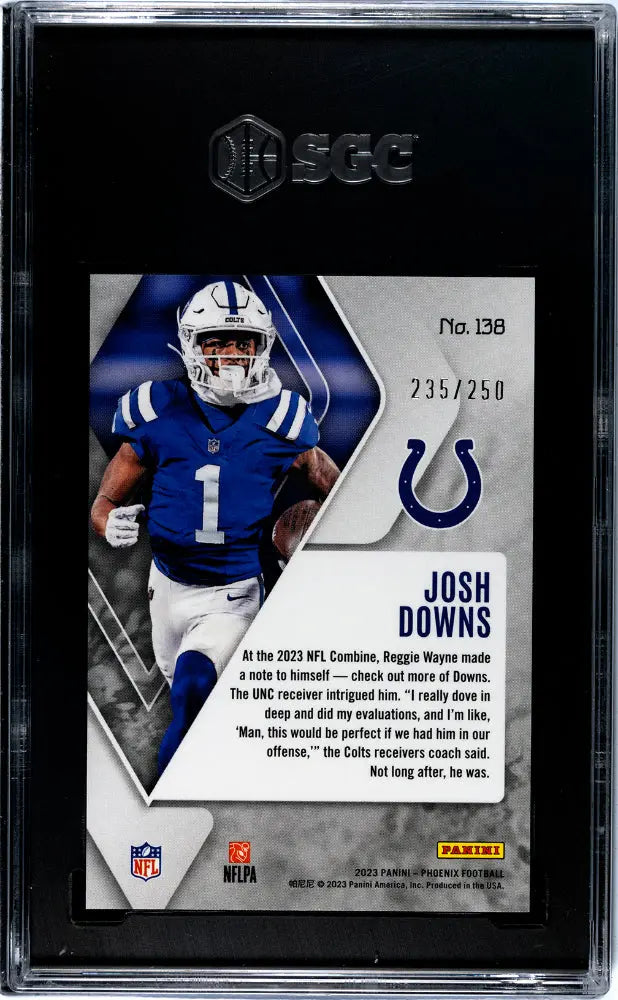 2023 Panini Phoenix Football Josh Downs RC Rookie Red SGC 9 /250 