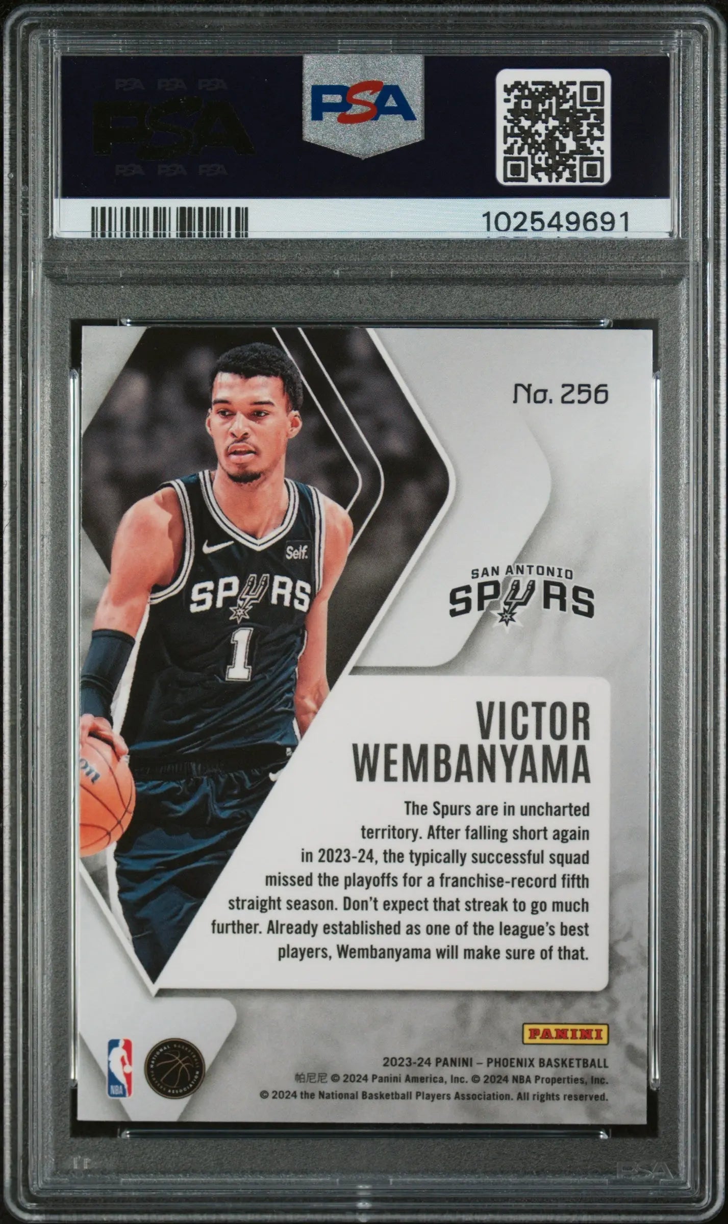 2023 Panini Phoenix Victor Wembanyama RC Rookie Teal Lazer PSA 10 