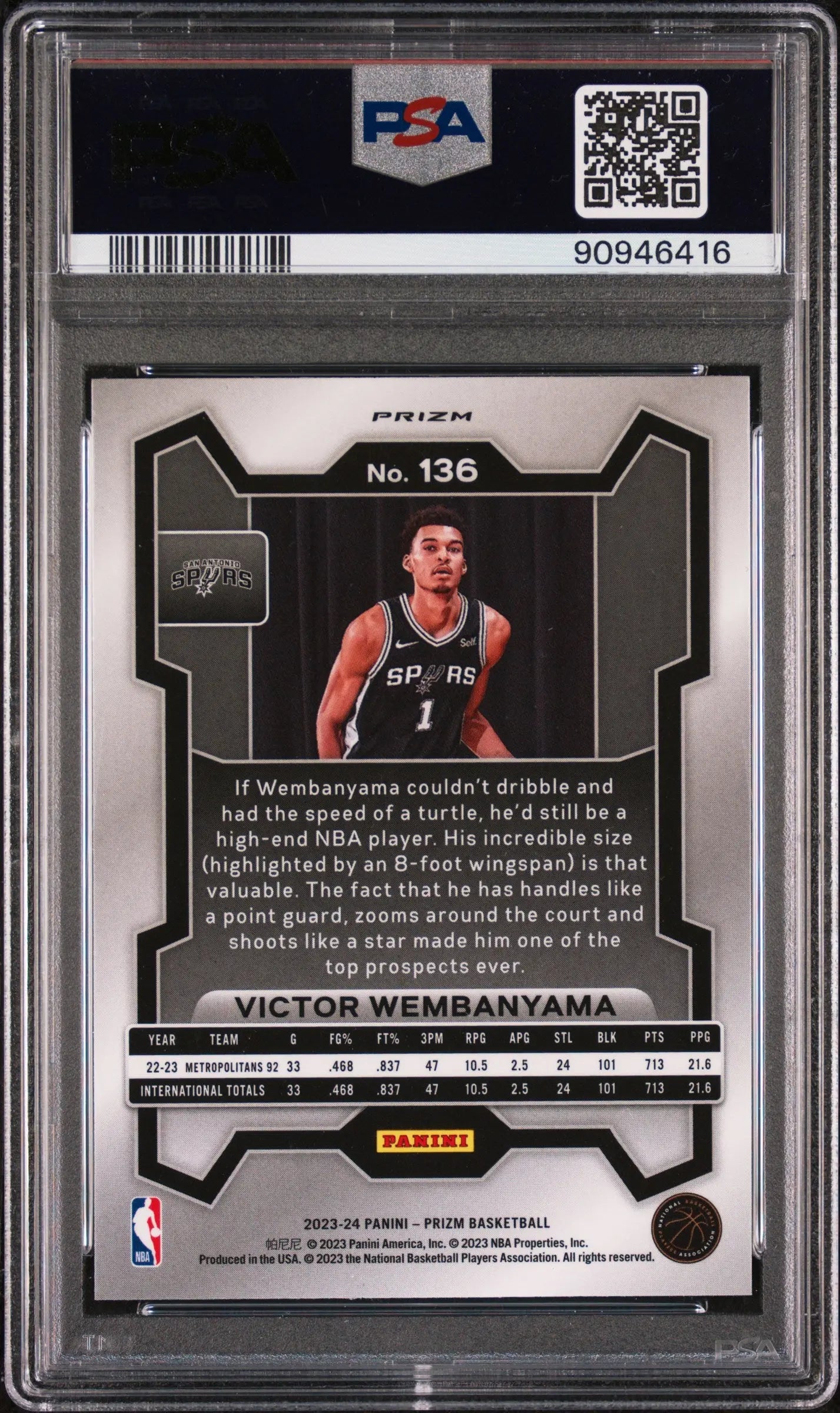 2023 Panini Prizm Basketball Victor Wembanyama RC Rookie Pulsar PSA 10 