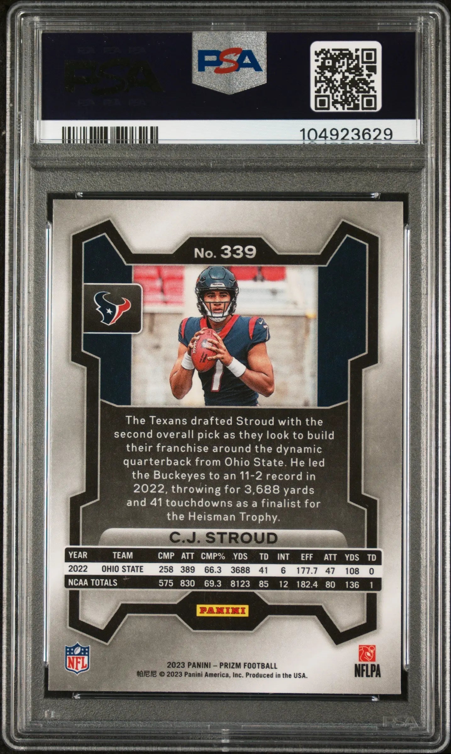 2023 Panini Prizm Football CJ Stroud RC Rookie Prizm PSA 10 