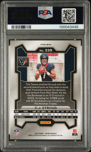 2023 Panini Prizm Football CJ Stroud RC Rookie Silver Prizm PSA 9 