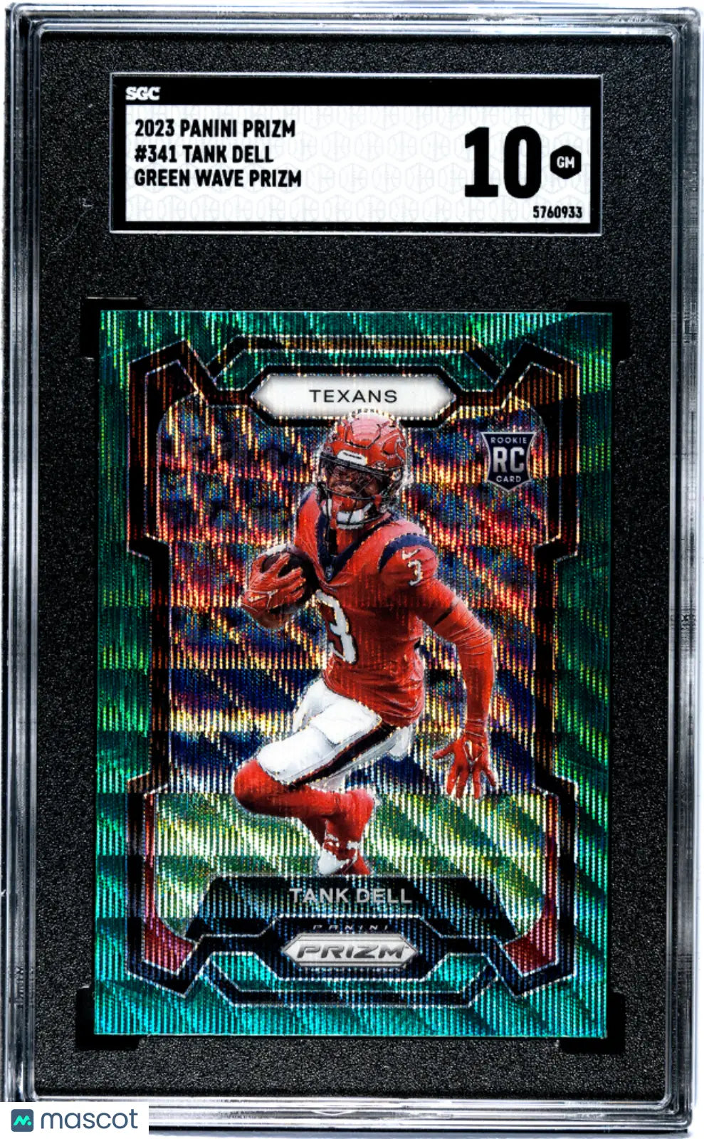 2023 Panini Prizm Football Tank Dell RC Rookie Green Wave Prizm SGC 10 