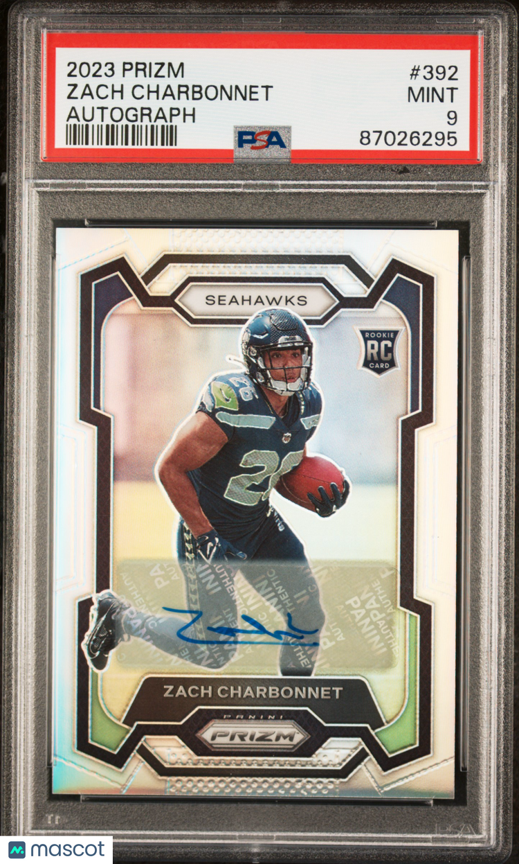 2023 Panini Prizm Psa 9 Zach Charbonnet Rookie Autograph #392 1