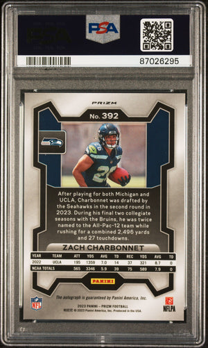 2023 Panini Prizm Psa 9 Zach Charbonnet Rookie Autograph 392 2