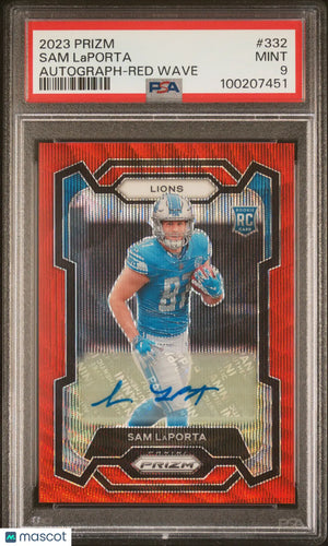 2023 Panini Prizm Sam LaPorta RC Rookie Red Wave Autograph PSA 9 /149 