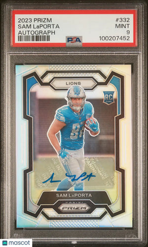 2023 Panini Prizm Sam LaPorta RC Rookie Silver Prizm Autograph PSA 9 