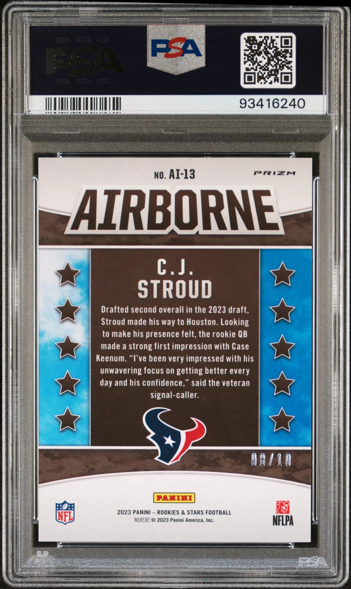 2023 Panini Rookies & Stars Airborne Gold CJ Stroud RC Rookie PSA 10 /10 