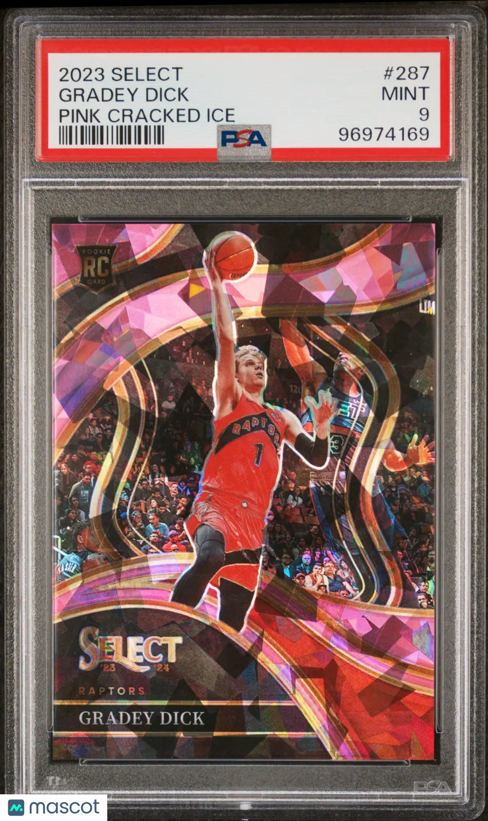 2023 Panini Select Basketball Gradey Dick RC Rookie Pink Cracked Ice PSA 9 /99 