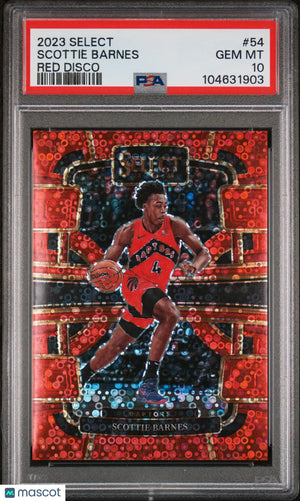 2023 Panini Select Basketball Scottie Barnes Red Disco Prizm PSA 10 /49 