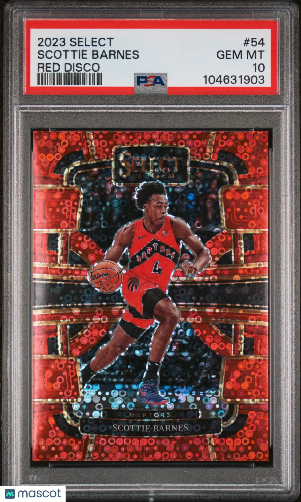 2023 Panini Select Basketball Scottie Barnes Red Disco Prizm PSA 10 /49 