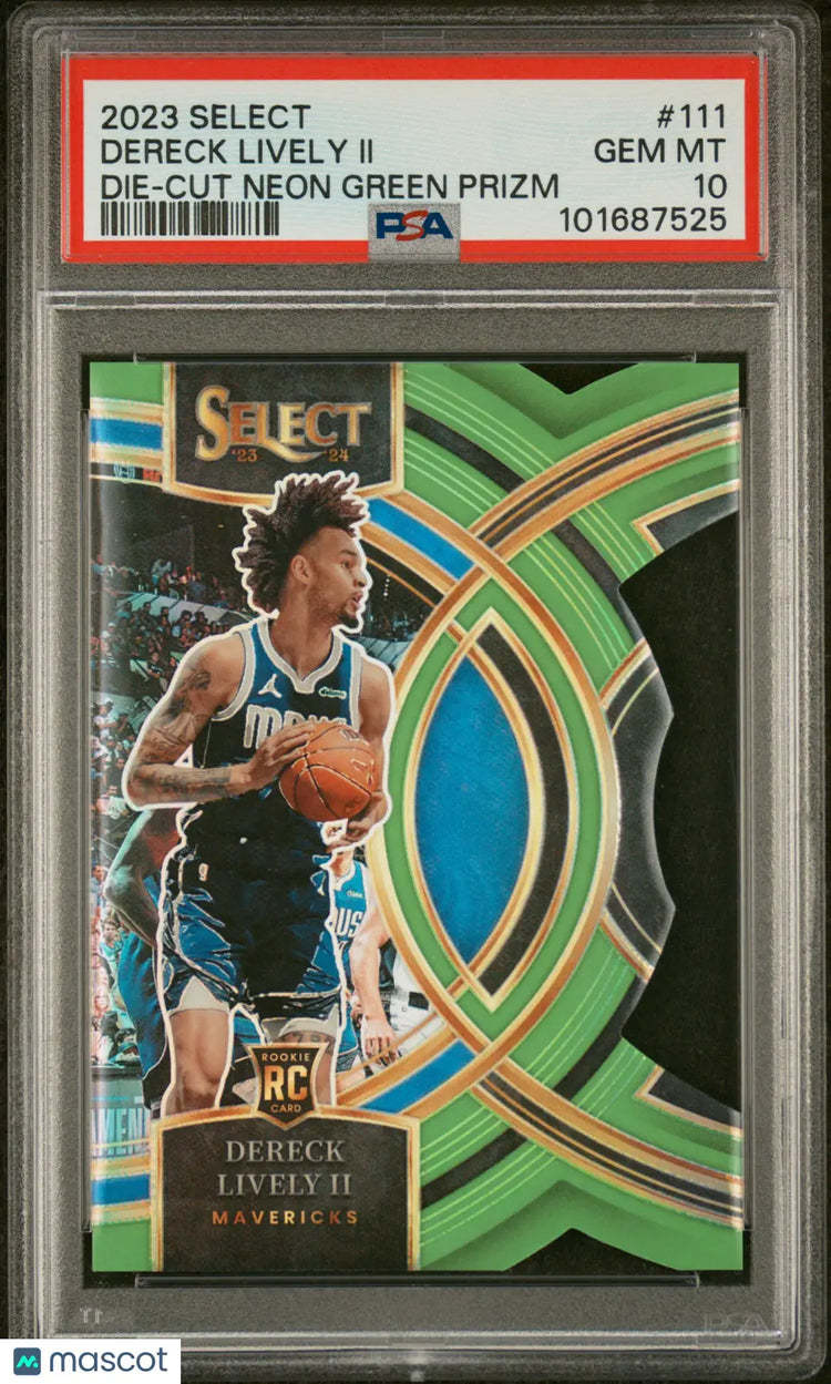 2023 Panini Select Dereck Lively II RC Rookie Neon Green Die-Cut PSA 10 /75 